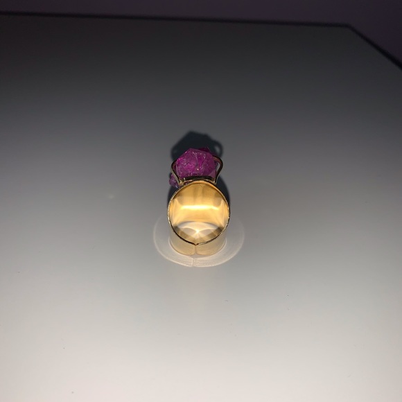 Dyed Crystal Cluster Cuff Ring - Picture 5 of 7